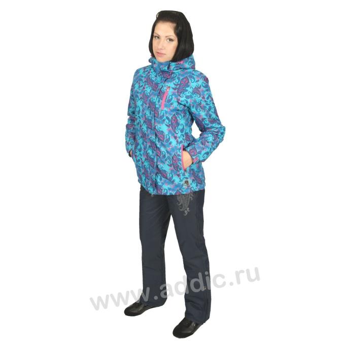 Куртка женская утепленная синтепоном и флисом (68L-3X-386) - 68L-3X-386 голубой с принтом - Цвет голубой с принтом - Фото 4